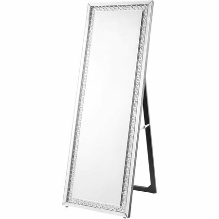 ELEGANT DECOR 63 in. Sparkle Contemporary Standing Full Length Mirror - Wooden Easel, Clear MR9123